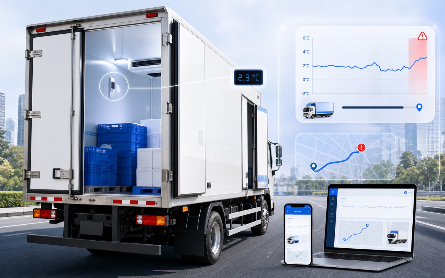 Monitoramento de temperatura em baú refrigerado de caminhão com sensores e dashboard online